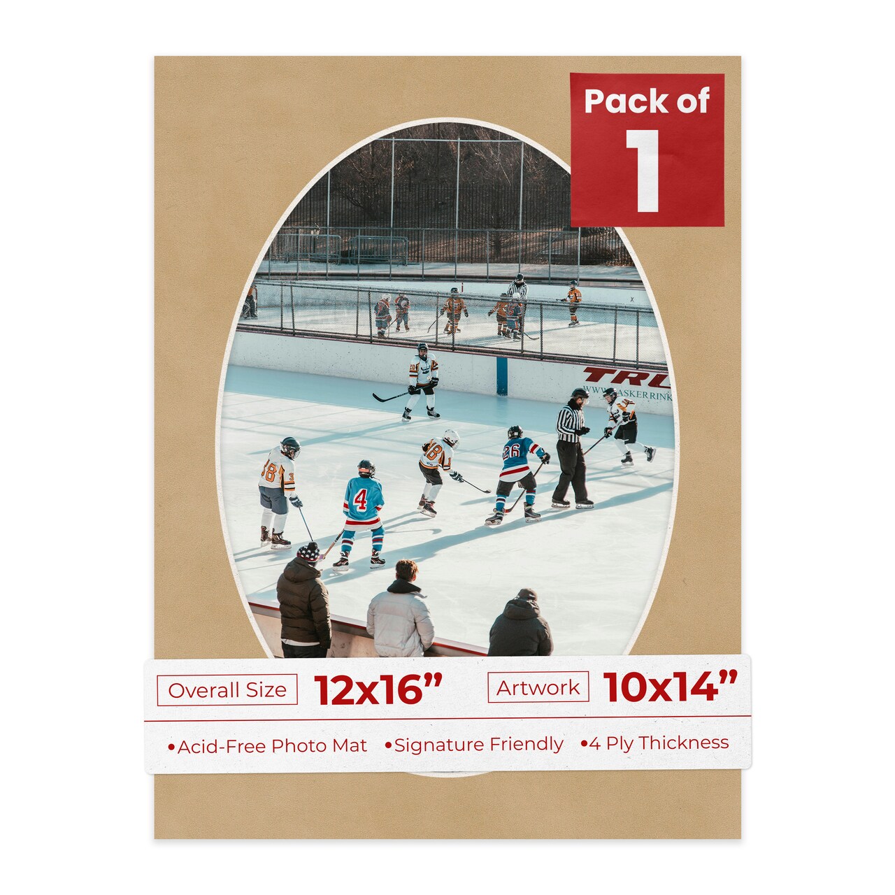 Beige Suede Mat Board for 12x16 Frames - Oval Opening for 10x14 Photos